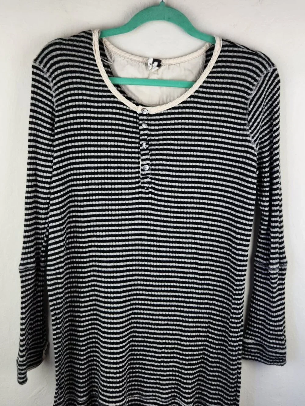 Free People We the Free Boho Knit Striped Henley Tunic Top sz S